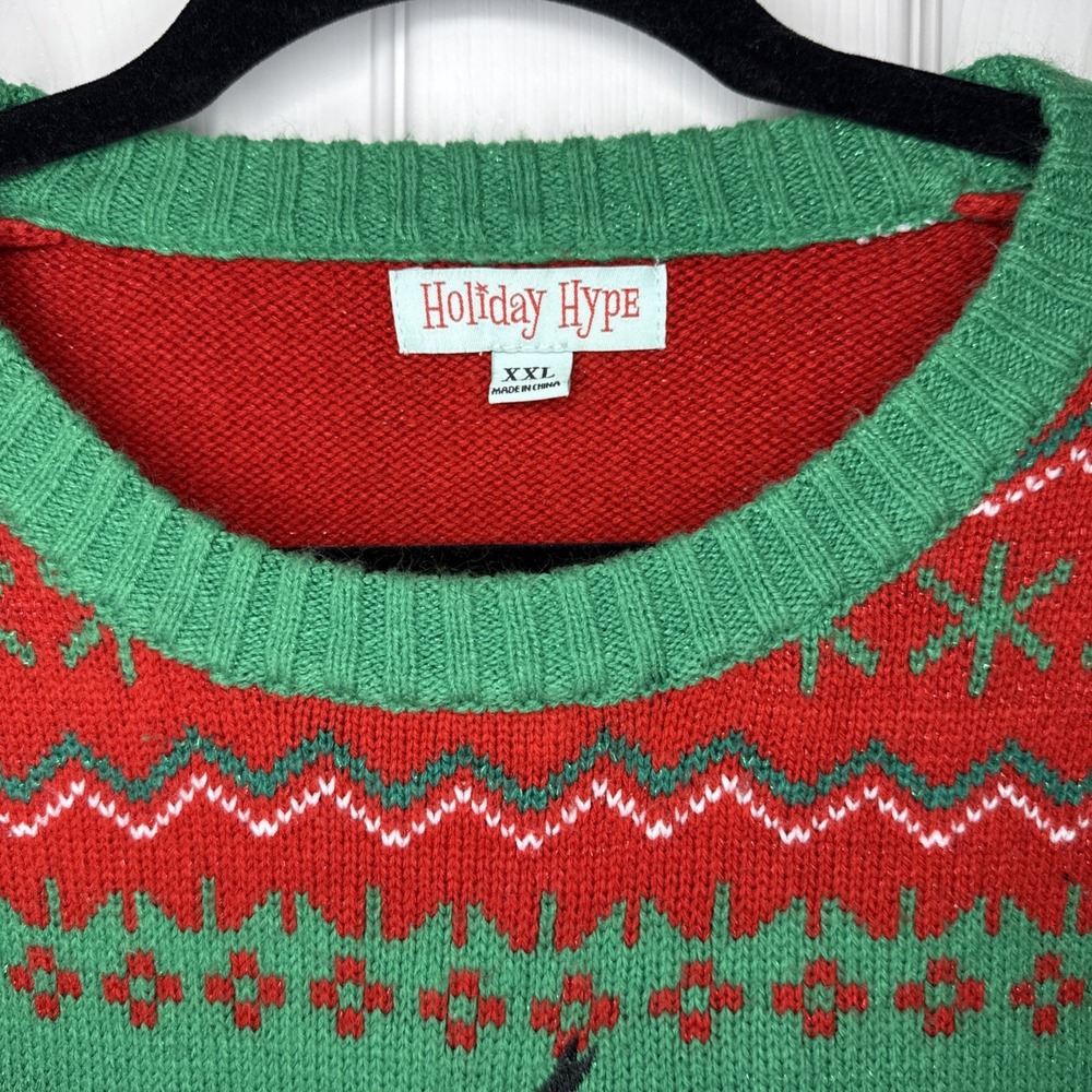 🎅 EPIC Dabbing Santa Ugly Christmas Sweater | Holographic Rocket | Size XXL - Picture 3 of 8